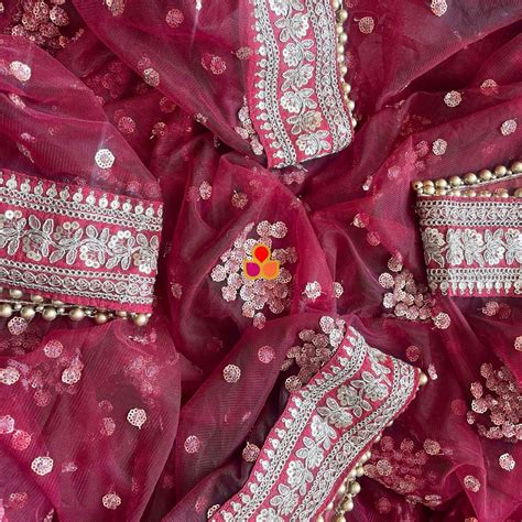 Bridal Maroon Festive Net Sequin Dupatta – anokherang