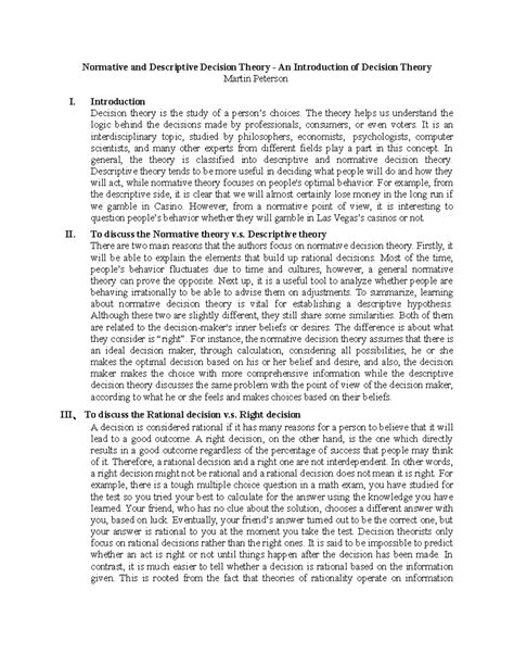 Normative vs. Descriptive Decision Theory: An Introduction to Both ...