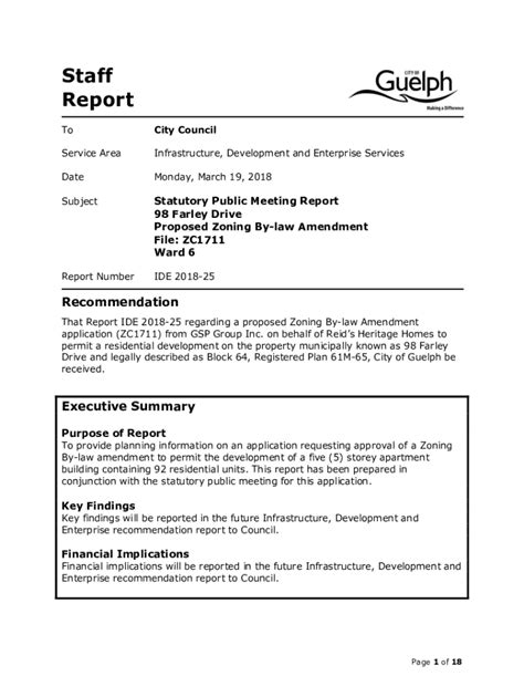 Fillable Online 98 Farley Drive, Guelph - Planning Justification Report ...