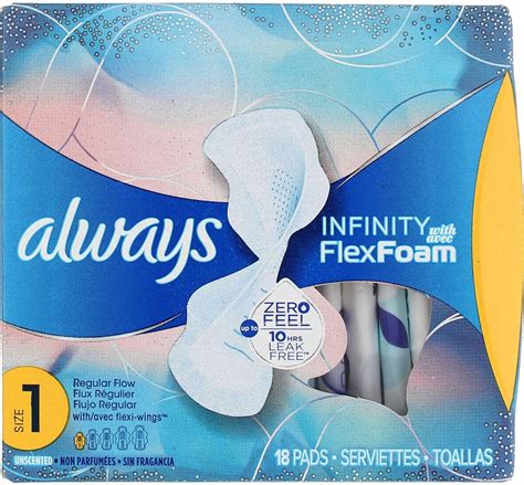 Amazon.com: Always Pads Size 1 Infinity With Flex Foam 18 Count (Pack ...