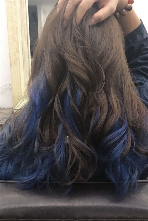 Brown Hair With Blue Streaks