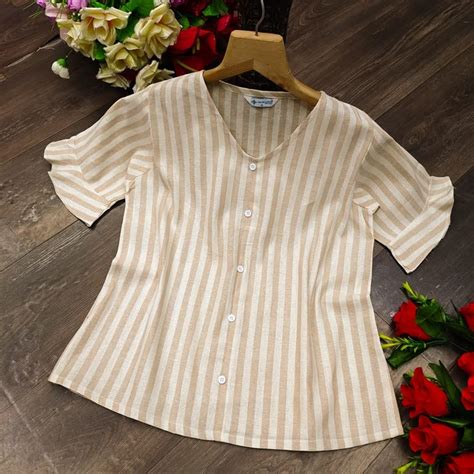 Buy Leriya Fashion Women's Western Striped V-Neck Tops | Ruffle Sleeves ...