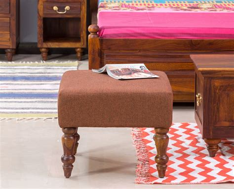 Buy Calgary Solid Wood Pouffe Stool Online on Furniselan