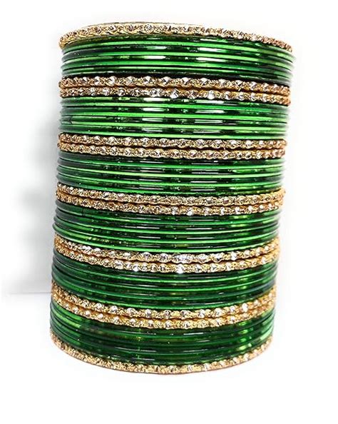 Buy Naseem Bangle Green Metal & Base Metal Bangles for Women - Set of ...