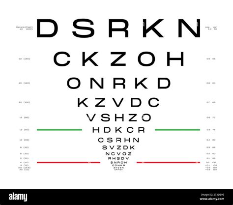 LogMAR chart Eye Test Chart medical illustration. Line vector sketch style outline isolated on ...