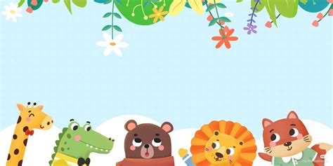 Cute Cartoon Wallpaper with Animals and Books