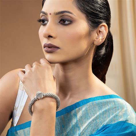 Ornamental Woven Silver Kada - Touch925 Silver Jewellery