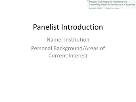 Image result for Panelist Introduction