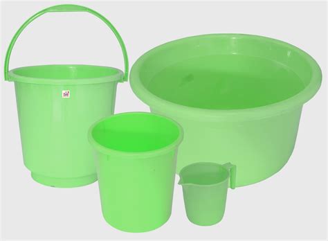 Fun Homes 4 Pieces Plastic Bucket, Dustbin, Mug & Tub Set (Green ...