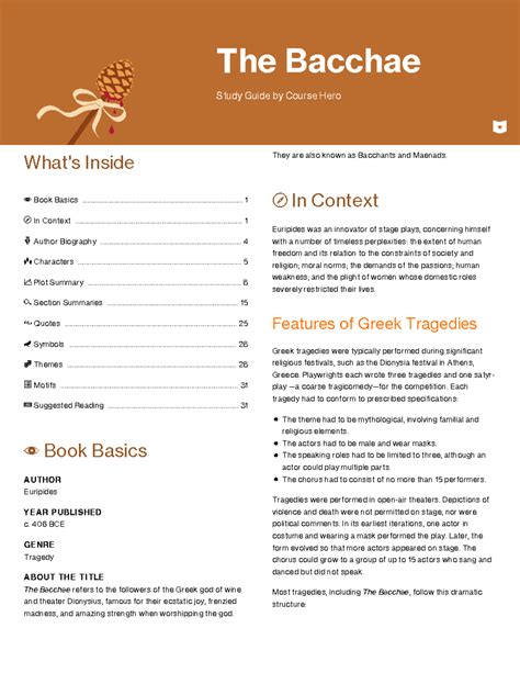 Euripides's The Bacchae - The Bacchae Study Guide by Course Hero What's ...