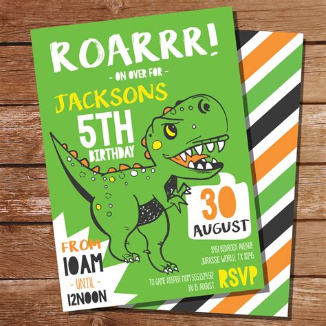 Dinosaur Birthday Party Invitation | Boy Dinosaur Invite – Sunshine Parties
