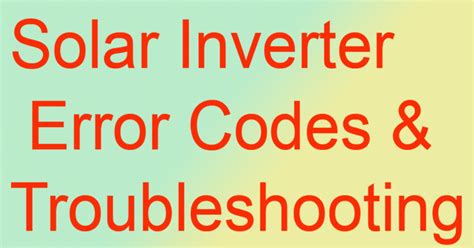 Image result for P4 Error Code Inverter
