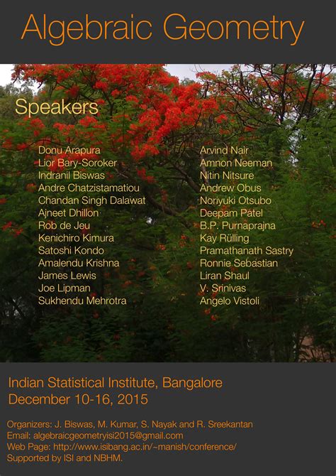Algebraic Geometry conference, Indian Statistical Institute, Bangalore