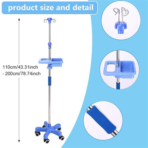 YLLSMGS IV Pole with Wheels Tray Stand Portable 4 Hooks 5 India | Ubuy