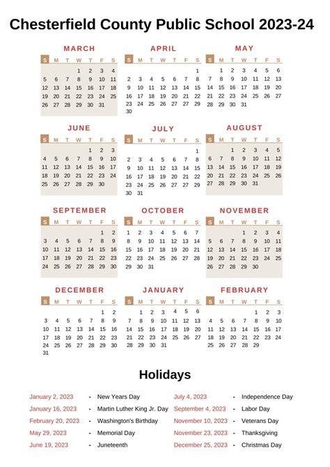 Chesterfield County Public Schools Calendar 2023-24 & Holidays