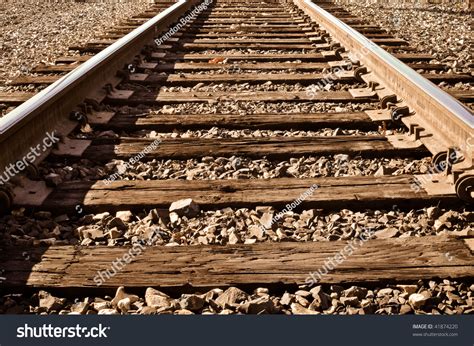 Old Rustic Railroad Track With Wooden Planks Stock Photo 41874220 ...