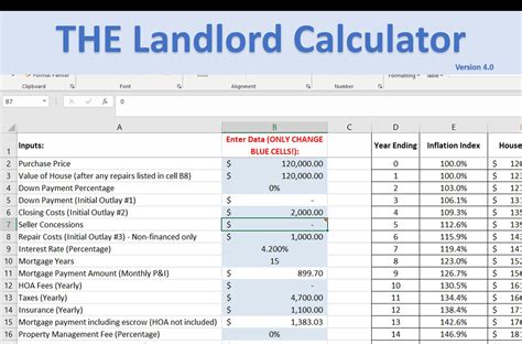 The Landlord Calculator - Excel Spreadsheet - Rental Property ...