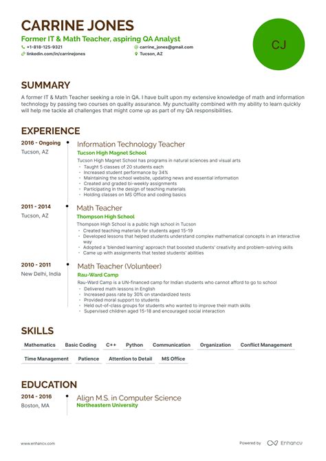 5 Teacher Career Change Resume Examples & Guide for 2024