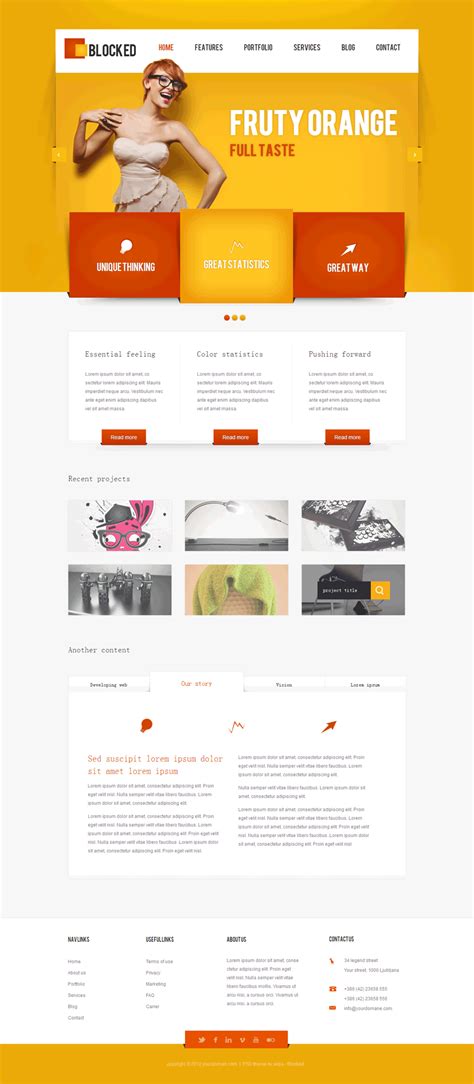橙色的设计企业网站模板html全站下载 - 企业网站模板 - UI92模板