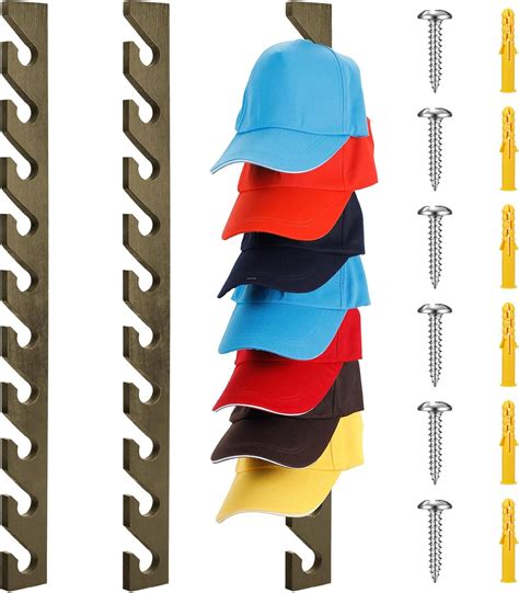 BBTO 3 Pack Wooden Hat Rack for Baseball Cap Wall Mount Hat Racks 30 ...