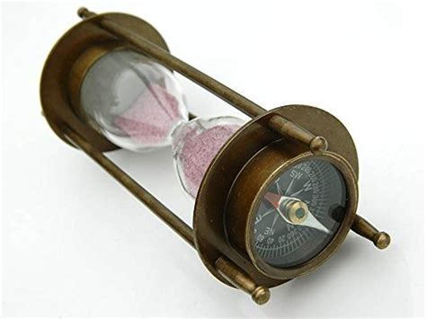 Antiques-Hub Sand Timer with 2 Side Compass Hour Glass, 2 Inches, Brown ...