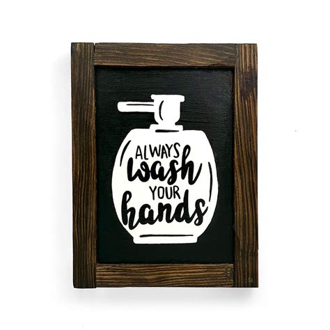 Always Wash Your Hands Hand-Painted Wooden Washroom Frame – Plumeria
