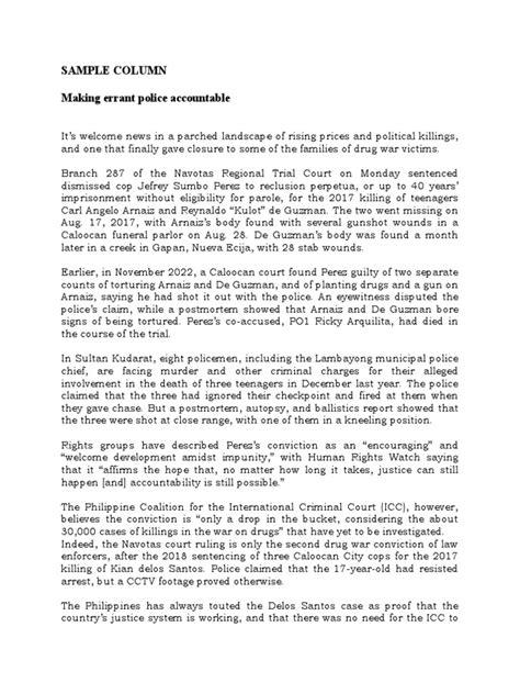 Image result for Example of a Column Article