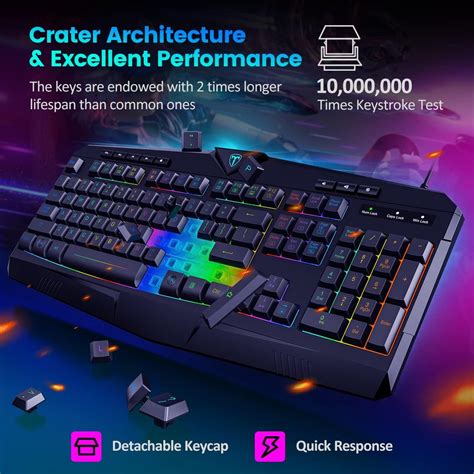 Buy Gaming Keyboard, Dacoity Full Size Rainbow LED Backlit Quiet ...