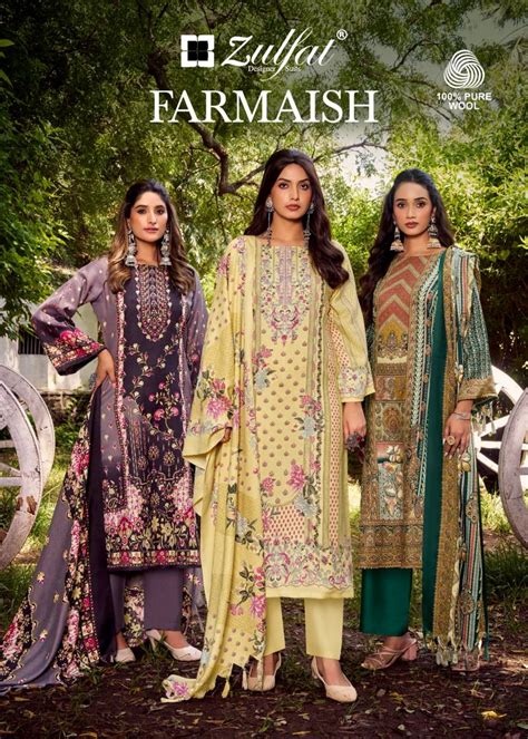 Zulfat Farmaish Woollen Pashmina Dress Material Collection