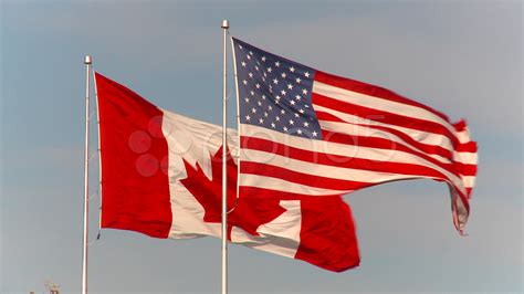 Flag, Huge Us And Canada Flags, Neighbors Together Stock Video 926801 ...