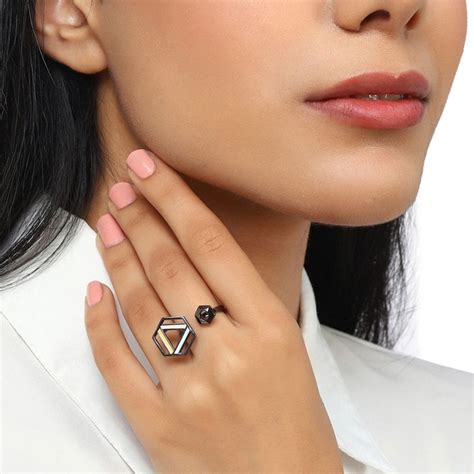 Buy Voylla Benzene Rhodium Brass Ring Online