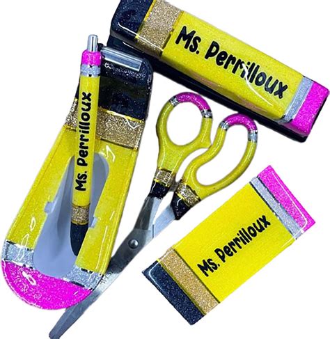 Amazon.com : Lollory Personalized Office Supply Kit 5 PCS Desk ...