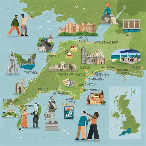 Top Tourist Attraction and Places Map of South West England Uk ...