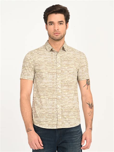 Men's Abstract Beige Slim Fit Shirt – Levis India Store