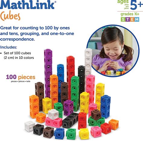 MathLink Cubes – Set of 100 Cubes, Ages 5+ Kindergarten, STEM ...