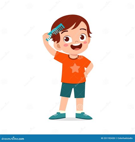 Cartoon Boy Combing Hair