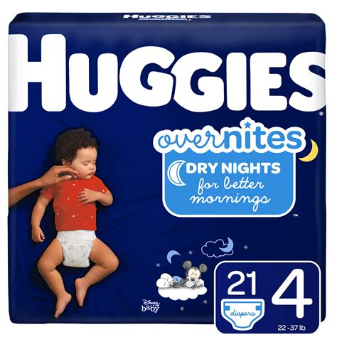 Huggies Overnites Nighttime Diapers, Size 4, 21 Ct, Hypoallergenic, 12 ...