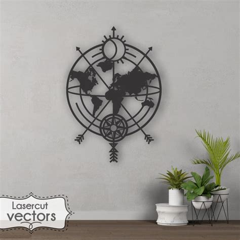World Map Wall Decor Vector Laser Cut Template Cut File - Etsy India