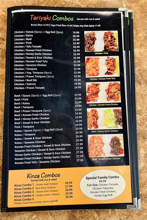Menu at Kinza Teriyaki & Korean Restaurant, Gig Harbor
