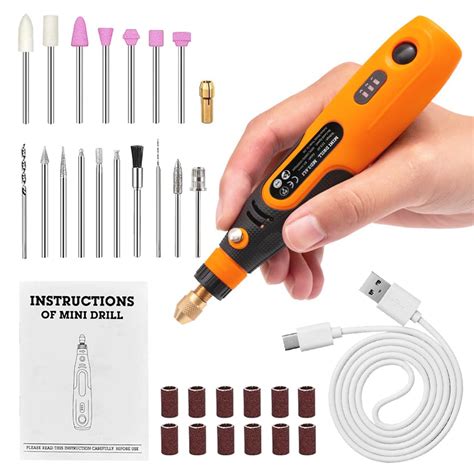 Verilux® 32pcs Mini Kit, USB Rechargeable 3 Speed Small Drill for Craft ...
