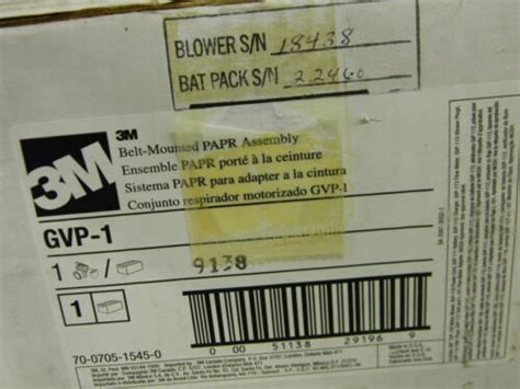 Buy New 3M GVP-1 Belt Mounted Powered Air Purifying Respirator Assembly ...