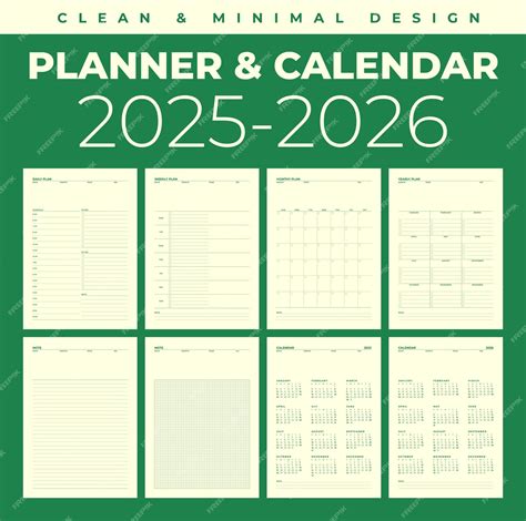 Premium Vector | Simple planner calendar 2025 2026 in clean and minimal ...