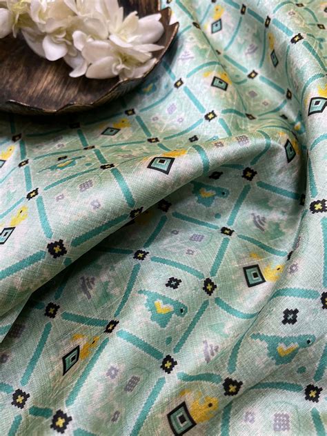 Shop Exquisite Blue Digital Printed Patola Design Tussar Silk Fabric (1 ...