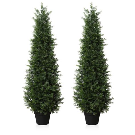 Fopamtriartificial Plants Outdoor 120 Cm Cypress Tree Fake Plants ...