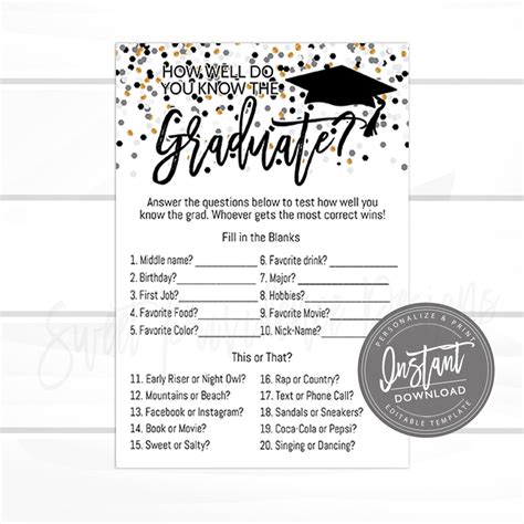 Free Printable Graduation Party Games