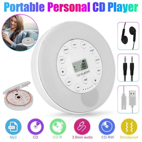 Buy Portable CD Player, TSV Anti-Skip Small Walkman, Rechargeable ...