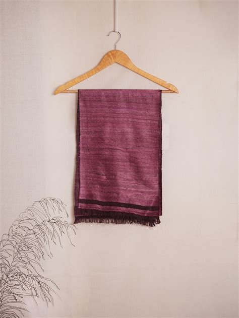 Avani | Textured Cherry Tussar Silk & Merino Wool Scarf | Pink and Purple
