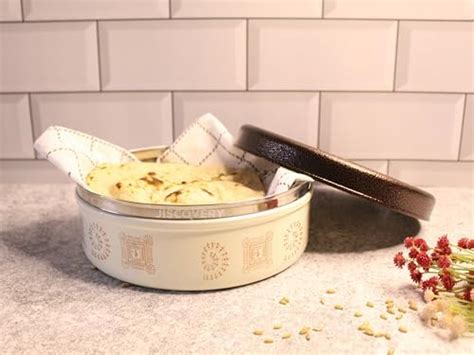 Jiscovery Stainless Steel Airtight Designer Chapati Box| Beige Color ...