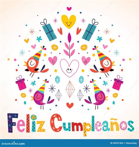 Feliz Cumpleanos - Happy Birthday in Spanish Card Stock Vector ...