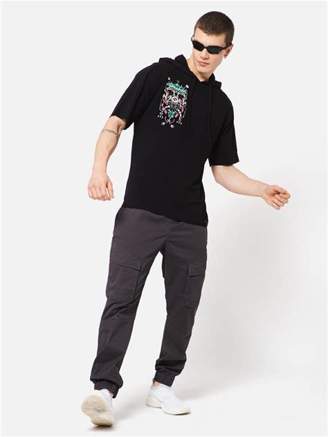 Punk INDUSTRIAL POP Black Oversized Hoodie T shirt